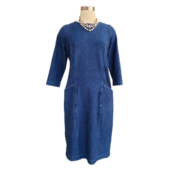 BODEN Trinity Jersey Dress in Dark Denim Size 8L - Picture 3 of 14
